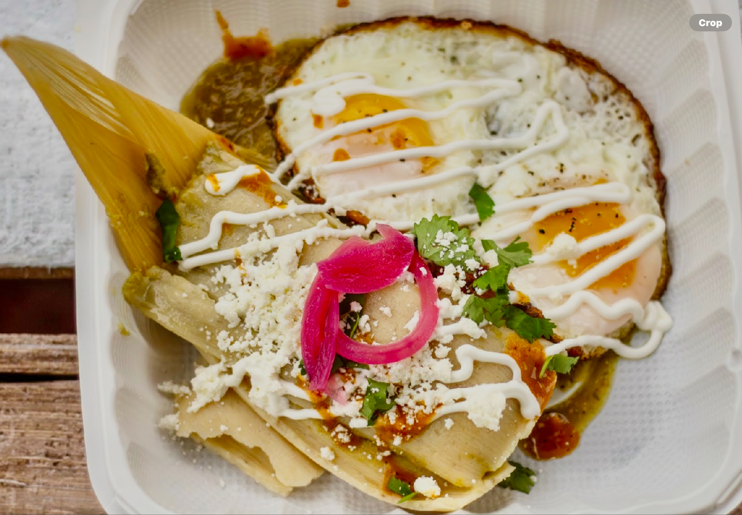 Eggs and Tamal breakfast