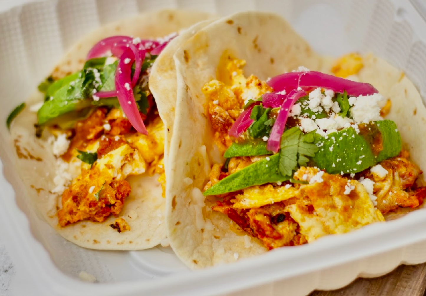 Breakfast	taco carnita and eggs