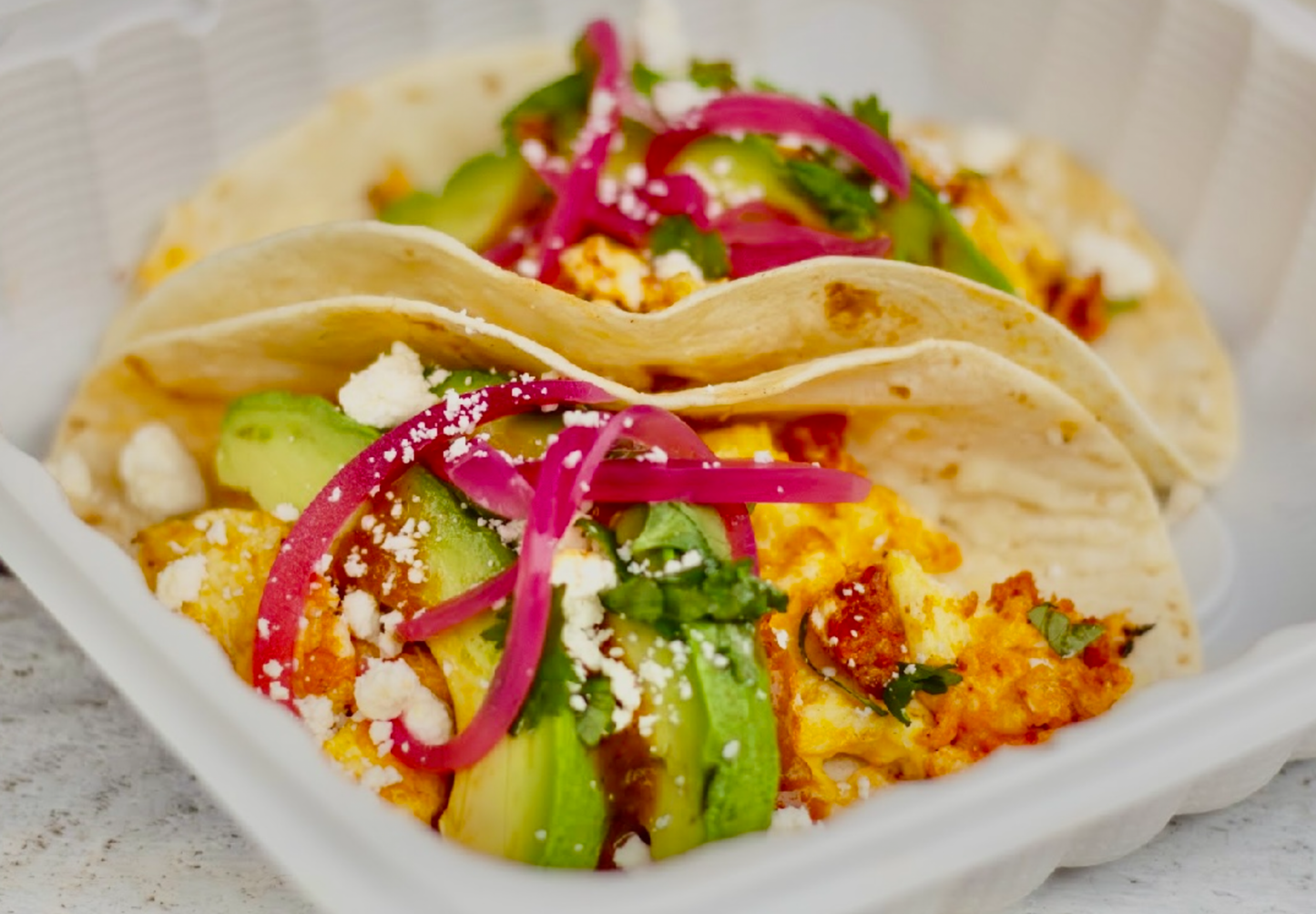 Breakfast	taco carnita and eggs